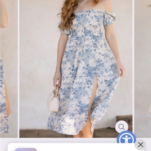 Chic Blue Floral Midi Dress - Picture 3 of 5